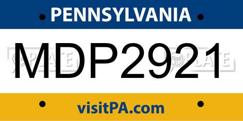 MDP2921 Pennsylvania License Plate