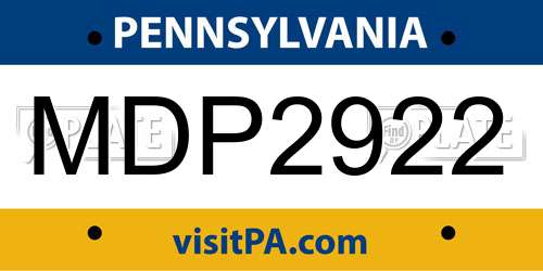 MDP2922 Pennsylvania License Plate