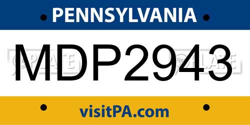 MDP2943 Pennsylvania License Plate