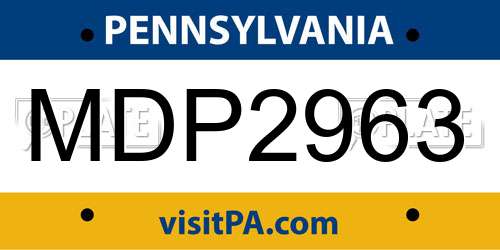 MDP2963 Pennsylvania License Plate