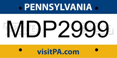 MDP2999 Pennsylvania License Plate