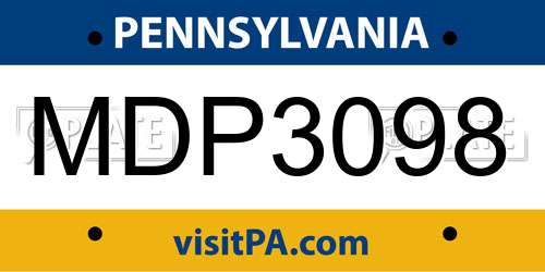 MDP3098 Pennsylvania License Plate