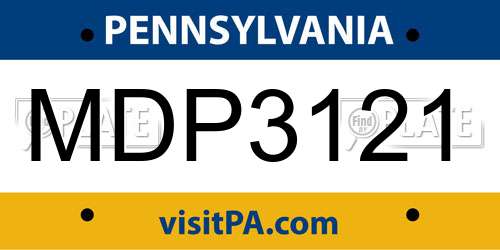 MDP3121 Pennsylvania License Plate