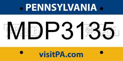 MDP3135 Pennsylvania License Plate