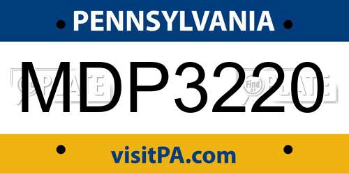 MDP3220 Pennsylvania License Plate