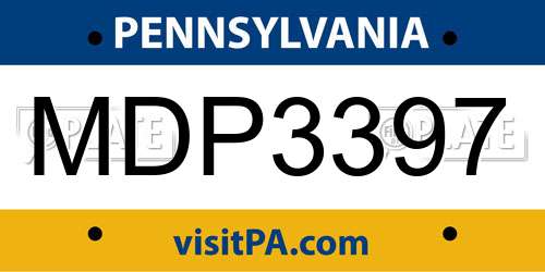 MDP3397 Pennsylvania License Plate