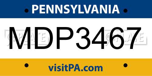 MDP3467 Pennsylvania License Plate