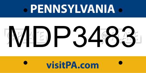 MDP3483 Pennsylvania License Plate