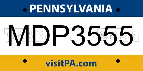MDP3555 Pennsylvania License Plate