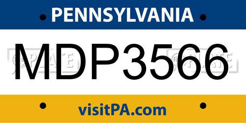 MDP3566 Pennsylvania License Plate