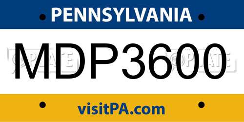 MDP3600 Pennsylvania License Plate