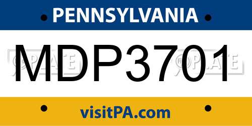MDP3701 Pennsylvania License Plate