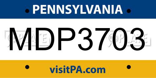 MDP3703 Pennsylvania License Plate