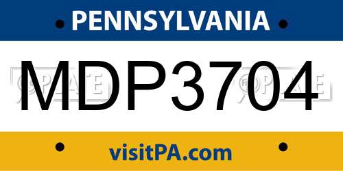 MDP3704 Pennsylvania License Plate