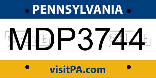 MDP3744 Pennsylvania License Plate