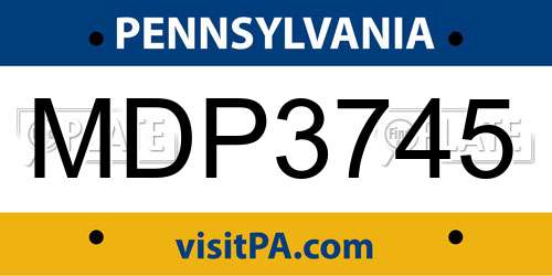 MDP3745 Pennsylvania License Plate