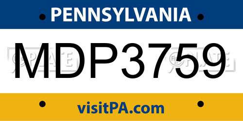MDP3759 Pennsylvania License Plate