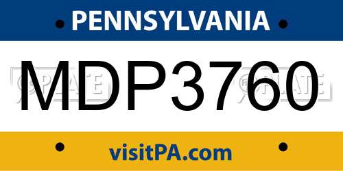 MDP3760 Pennsylvania License Plate