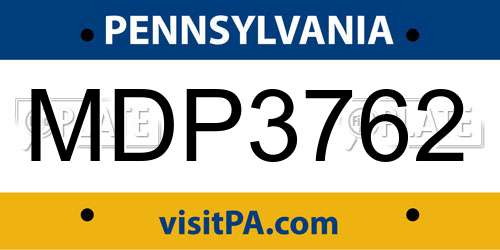 MDP3762 Pennsylvania License Plate