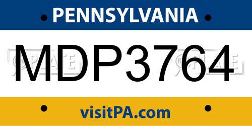 MDP3764 Pennsylvania License Plate