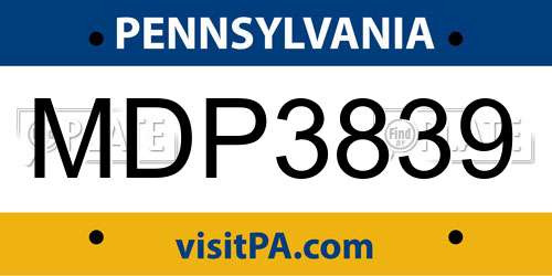 MDP3839 Pennsylvania License Plate