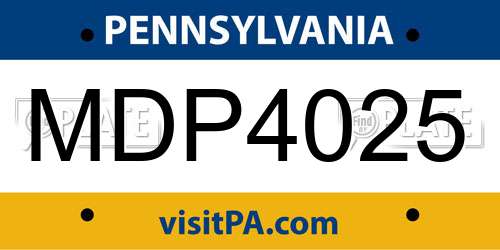 MDP4025 Pennsylvania License Plate