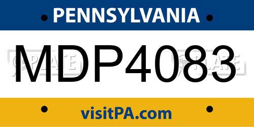 MDP4083 Pennsylvania License Plate