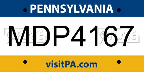 MDP4167 Pennsylvania License Plate