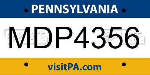 MDP4356 Pennsylvania License Plate