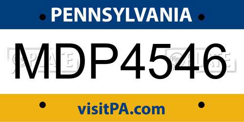 MDP4546 Pennsylvania License Plate