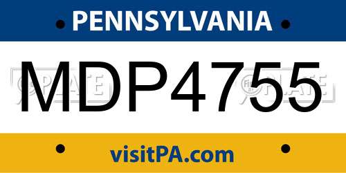 MDP4755 Pennsylvania License Plate