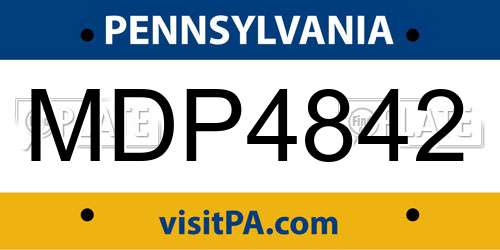 MDP4842 Pennsylvania License Plate