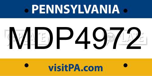 MDP4972 Pennsylvania License Plate