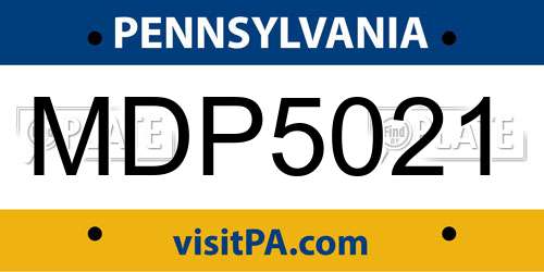 MDP5021 Pennsylvania License Plate