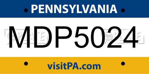 MDP5024 Pennsylvania License Plate