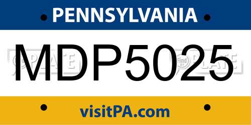 MDP5025 Pennsylvania License Plate