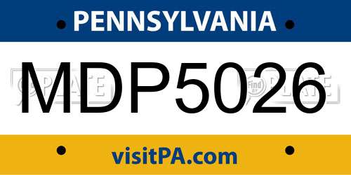 MDP5026 Pennsylvania License Plate