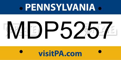 MDP5257 Pennsylvania License Plate