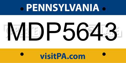MDP5643 Pennsylvania License Plate