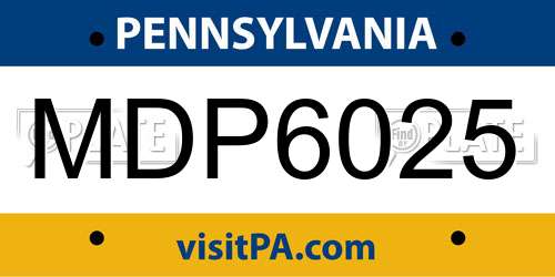 MDP6025 Pennsylvania License Plate