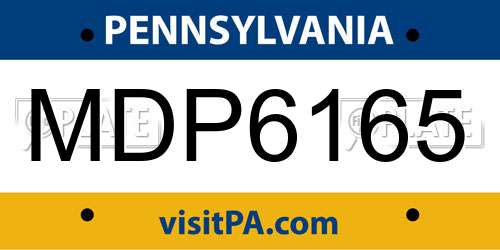 MDP6165 Pennsylvania License Plate