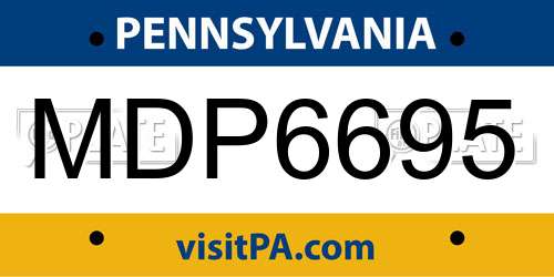 MDP6695 Pennsylvania License Plate