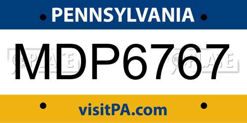 MDP6767 Pennsylvania License Plate