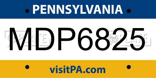 MDP6825 Pennsylvania License Plate