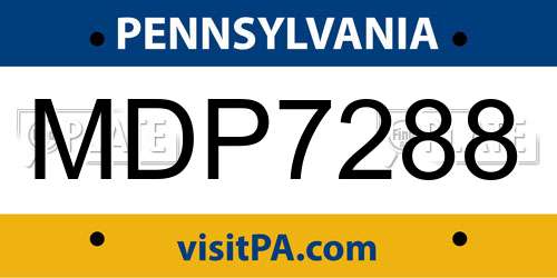 MDP7288 Pennsylvania License Plate