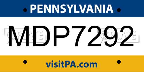 MDP7292 Pennsylvania License Plate