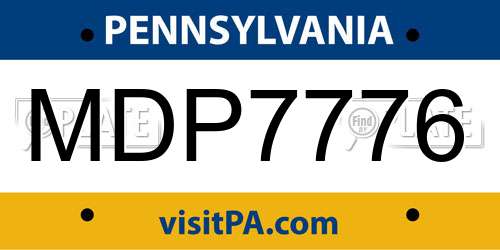 MDP7776 Pennsylvania License Plate