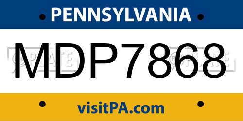 MDP7868 Pennsylvania License Plate