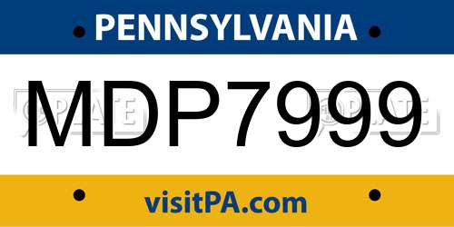 MDP7999 Pennsylvania License Plate