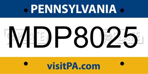 MDP8025 Pennsylvania License Plate